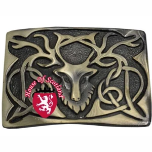 HS Scottish Kilt Belt Buckle Stage Head Antique Finish Highland Belts Buckles - Picture 1 of 2