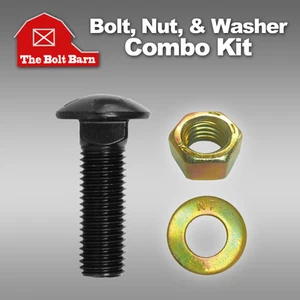 (8) 1/2-13x3 Grade 8 Full Thread Square Neck Carriage Bolts, Hex Nuts, & Washers - Picture 1 of 4