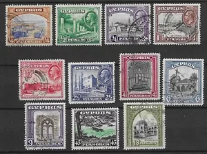 Chipre 1934 conjunto ilustrado SG133-143 fino usado gato £180 - Imagen 1 de 2