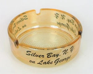 VINTAGE SILVER BAY NY ON LAKE GEORGE ASHTRAY GLASS SOUVENIR NEW YORK SUMMER ! - Picture 1 of 2
