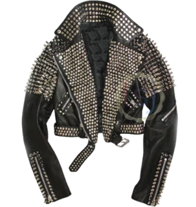 Handmade Men's Black Gneuine Leather Rock Punk Style Studded Biker jacket - Picture 1 of 4