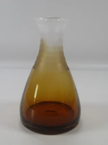 Vintage Mid Century Ombre Amber Glass Carafe Frosted Etched 7.5" Decanter Vase - Picture 1 of 5