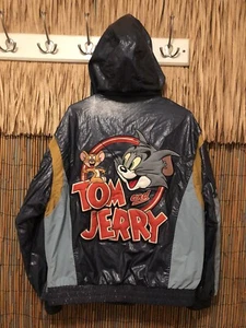 Vintage Pacebird  Nylon Tom & Jerry Men's Multicolor Hooded Jacket Large - Picture 1 of 9