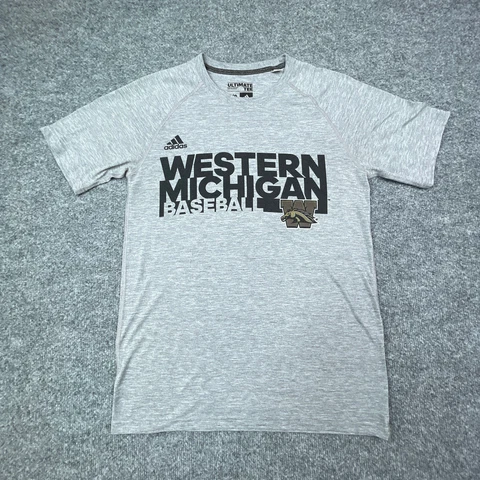 Western Michigan Broncos Shirt Men Small Gray WMU Logo NCAA Baseball Adidas Cover