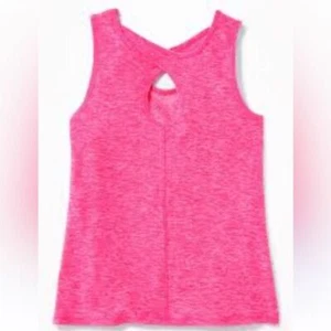 Old Navy Pink Fitted Keyhole Sleeveless Tank Active Workout Tee - Girls Size XL - Picture 1 of 6