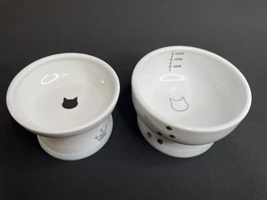 Necoichi Cat Porcelain Raised Water Bowl & Food Bowl Microwave & Dishwasher Safe - Picture 1 of 12