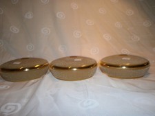 THREE Art Deco replacement light shades, gold glass, French, vintage uplighter