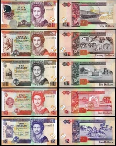 Belize 5 PCS SET, 2 5 10 20 50 Dollars 2020 2022, UNC, P-66 67 68 69 70, QEII - Picture 1 of 8