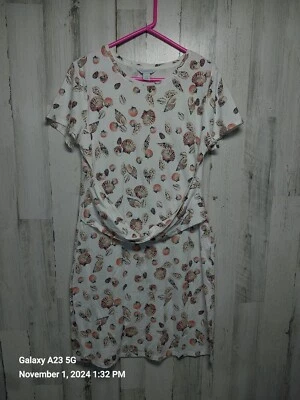 Vestido Liz Claiborne para mujer grande blanco conchas marinas costa playa resort crucero Foto 1 de 4