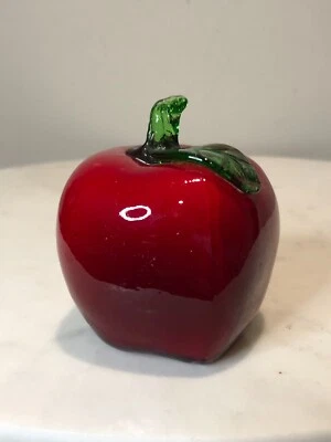 Vidrio artístico estilo Murano manzana fruta verde tallo soplado a mano decoración Foto 1 de 4