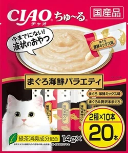 INABA CIAO Churu Liquid Cat Treats 14 g × 20 Sticks Tuna  Seafood variety NEW - Picture 1 of 1