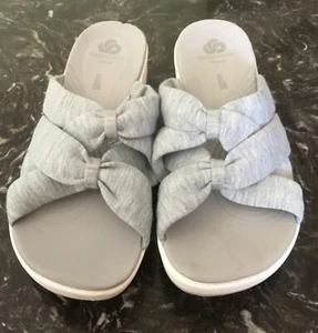 CLOUDSTEPPERS by Clarks Jersey Slide Sandals Arla Dristi Light Gray In Size 10M - Picture 1 of 4