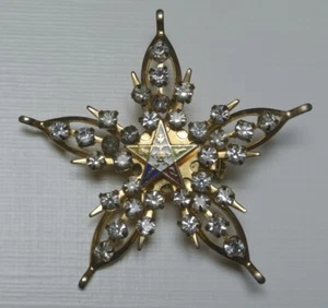 Vintage EASTERN STAR Rhinestone Ladies Masonic Pin/Brooch - Stunning Piece - Picture 1 of 4