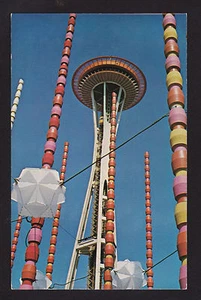 1962 South Gate & Space Needle Seattle World's Fair exposition postcard - Picture 1 of 2