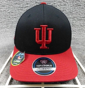 Indiana Hoosiers Men's Top of the World NCAA Flex Fit Hat Cap Black Red Back Hit - Picture 1 of 8