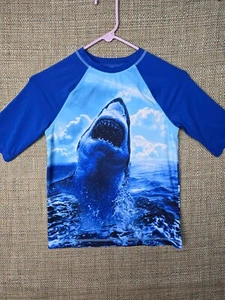 Boys Swim Suit Large Long Sleeve Wonder Nation Shark Print - Picture 1 of 9