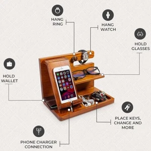 Peraco, Wood Phone Docking Station & Nightstand Organizer-Charging Station Wood - Picture 1 of 7