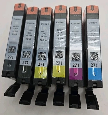 Canon CLI-271 Lot of 6 Ink Tanks - x2 Black Cyan Magenta x2 Yellow OEM Genuine N - Image 1 of 4