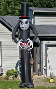 12ft Airblown Inflatable Halloween Skeleton w/Top Hat Working Lights Up Outdoor - Picture 1 of 13