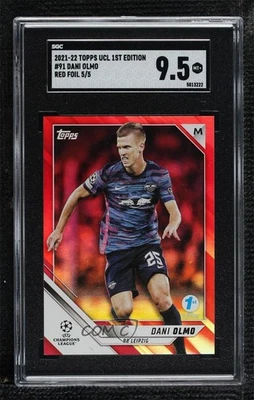 2021-22 Topps UCL Collection 1st Edition Red Foil /5 Dani Olmo #91 SGC 9.5 Mint+ - Image 1 of 2