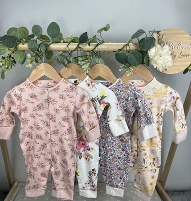NEXT Baby Girls Preloved Set Of 4 Floral Footless Sleepsuits Upto 3 Month - Image 1 of 2