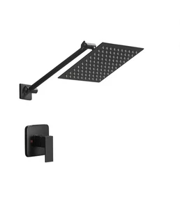BESy 8” Rain Shower System, Matte Black, High Pressure Wall-Mounted Kit-New - Picture 1 of 6