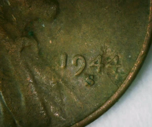 1944 S Lincoln Cent Lamination and / or struck through Error coin - Picture 1 of 3
