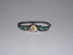 Vintage Sterling Turqouise Native American Watch Band - Picture 1 of 5