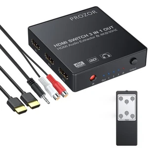 3x1 HDMI Switch with Audio Extractor - 3 Port 4K HDMI Switcher HDMI Audio Con... - Picture 1 of 7