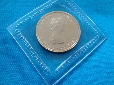 Moneda de $5 hoja de arce de oro Canadá 1985 1/10 oz 0,9999 fino BU COMO NUEVO PLÁSTICO #85 ML31 Foto 1 de 4