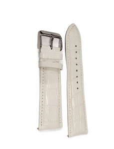 Brizo 22mm White Crocodile Style Genuine Leather Strap w/ quick chnange pins - Picture 1 of 2