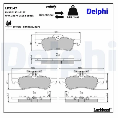 DELPHI Plaquettes de frein Arrière pour HONDA CIVIC IX (FK) CIVIC IX Tourer (FK) - Photo 1/4