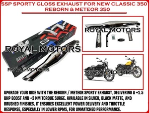 SSP SPORTY GLOSS EXHAUST FIT FOR ROYAL ENFIELD CLASSIC 350 REBORN & METEOR 350 - Picture 1 of 22