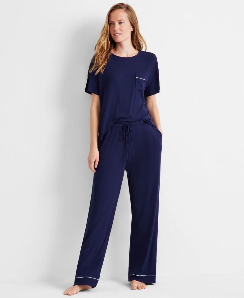 State of Day NAVY BLAZE Ribbed-Knit Pajama Set, US Large - Image 1 of 1