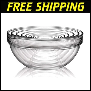 Elegant Stackable Glass Bowls – 10-Piece Set Perfect for Meal Prep & Serving - Picture 1 of 12
