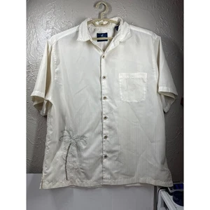 Camisa Hawaiana Caribbean Joe Para Hombre Crema Palmera Informal Manga Corta Talla XL - Imagen 1 de 4