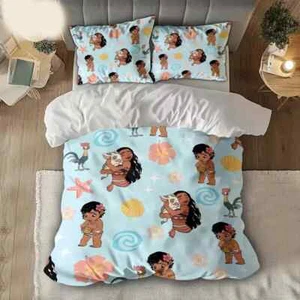 Princess Moana Pua Hei Hei & Toddler Moana Tropical Flowers 3D Quilt Bedding Set - Picture 1 of 3