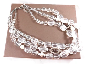 SILPADA Sterling Silver Quartz Pearl  WHITE HEAT Triple Strand Necklace N1789 - Picture 1 of 6