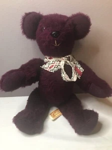 Specially Hand Made by Katherine Jointed Bear One of a Kind Purple/Burgandy - Imagen 1 de 10