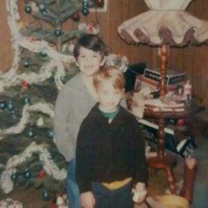 Vintage Christmas Polaroid Photo Boys Tree Holiday Gifts Retro Decorations Kids