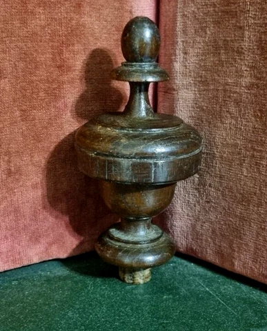 Victorian wood turned newel post finial Antique french architectural salvage 5" Cover