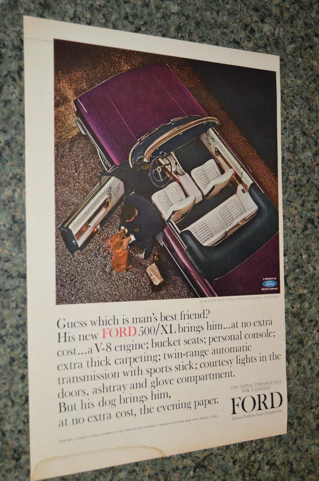 Ford Galaxy 500 XL 1964 convertible anuncio original impreso anuncio 64 500XL Foto 1 de 1