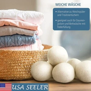 6 100% Organic Wool Dryer Balls Wool Natural Dryer Balls Fabric Softener New - Picture 1 of 12