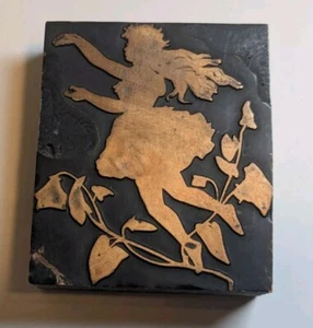 Printing Letterpress Printers Block, Girl Dancing With Vines, Vintage - Picture 1 of 13