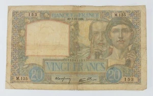 1939 France 20 Francs Note // "Science et Travail" Very Good Condition // P#92a - Picture 1 of 3