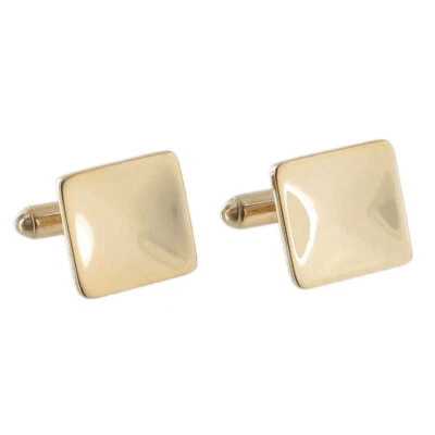 Gemelos vintage para hombre tono oro amarillo cóncavo cuadrado palanca atrás Foto 1 de 2