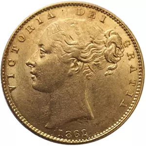 1862 Queen Victoria Shield Reverse Sovereign - Narrow Date - Picture 1 of 2