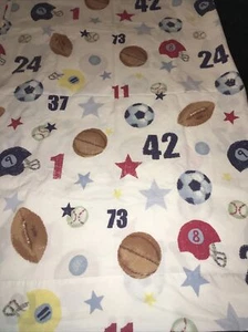 Pottery Barn Kids My Favorite Sports Twin Flat Sheet Baseball Basketball Stars - Picture 1 of 8