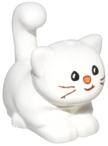 104 LEGO Part 2652pb06 Cat, Friends, Large, Sitting with Black Eyes - White - Picture 1 of 1