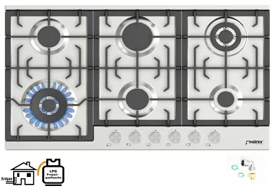 PHÖNIX GERMANY Phönix PS-906L piano cottura a gas da incasso acciaio inox fornello a gas 6 fuochi propano
